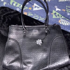 GUESS Elegant Black Designer Tote Bag